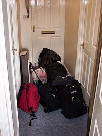 View of my corridor with my luggage