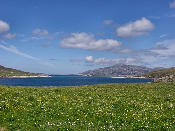 The view north, Scarp on the left and Uig in the centre Picture of the view north